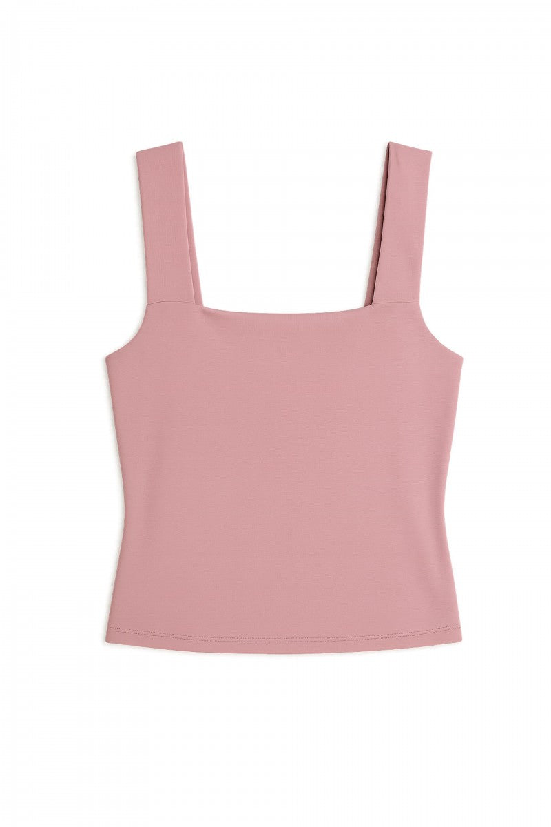Pink square neckline blouse