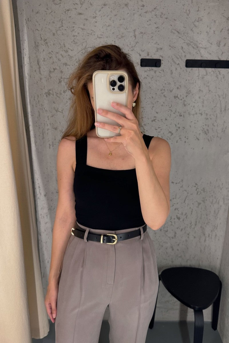 Black square neckline blouse