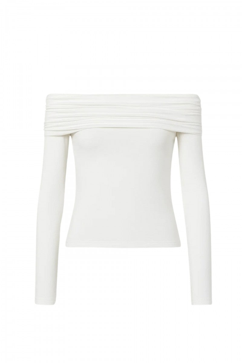 Bluzka typu hiszpanka z długim rękawem w śmietankowej bieli biała
