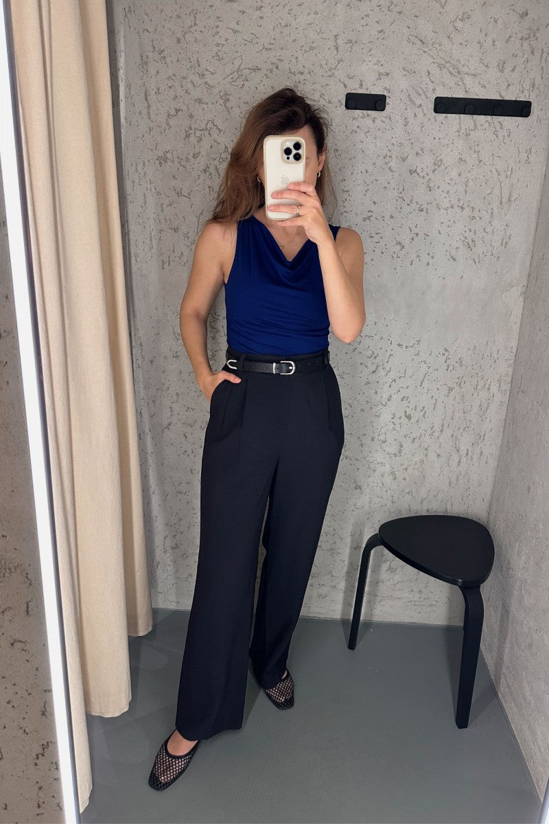 Bluzka z dekoltem typu woda kobaltowa