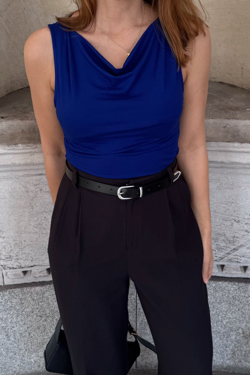 Bluzka z dekoltem typu woda kobaltowa