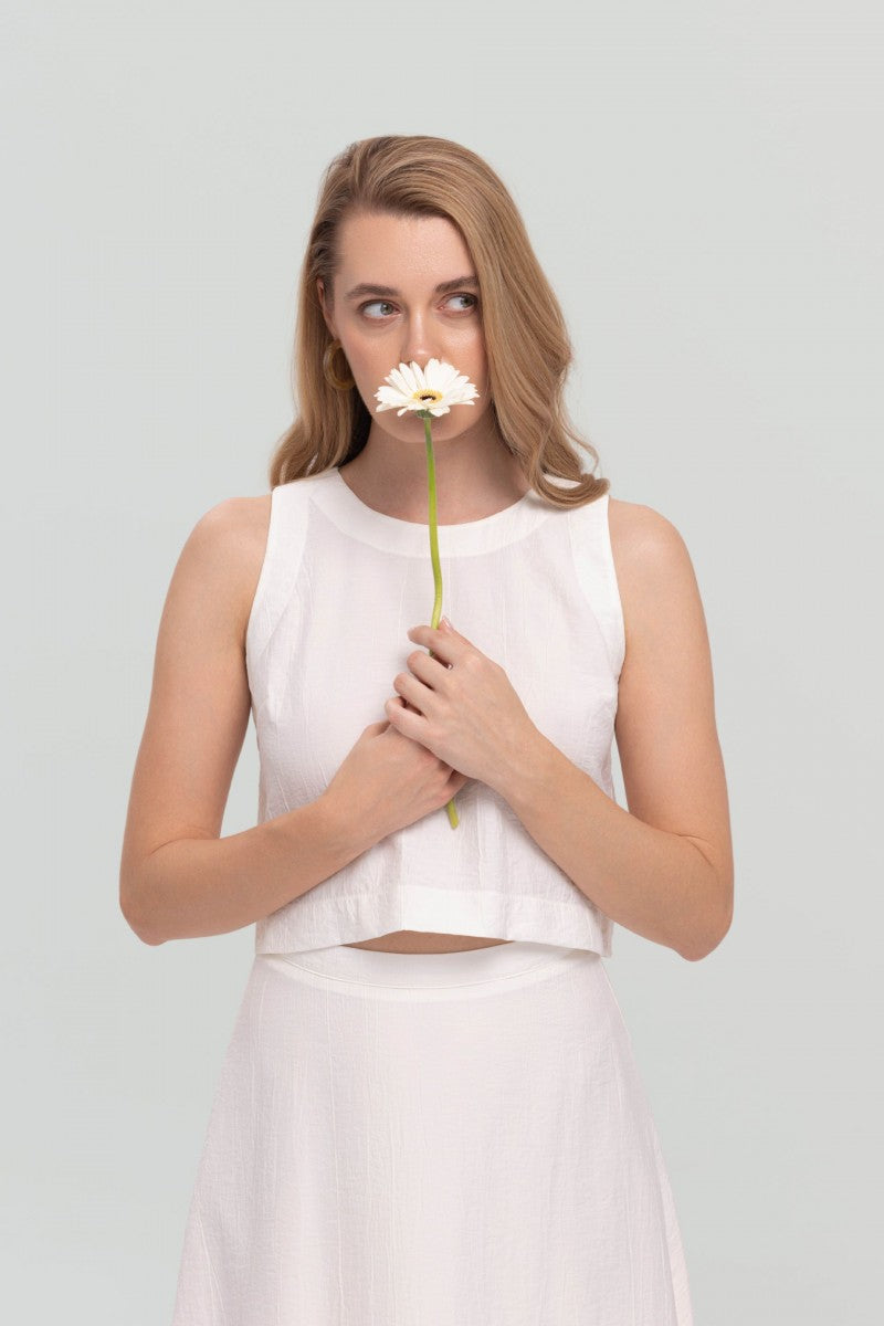 Bluzka z kreszowanej wiskozy biała