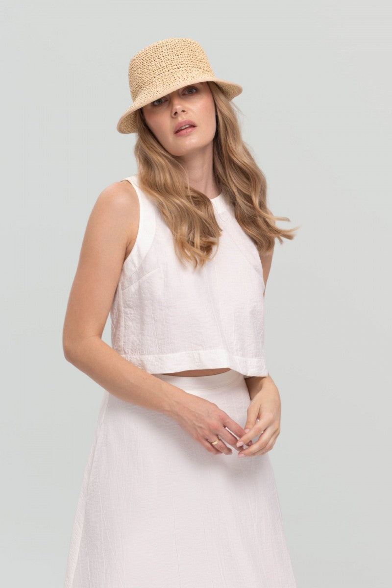 White crinkled viscose blouse