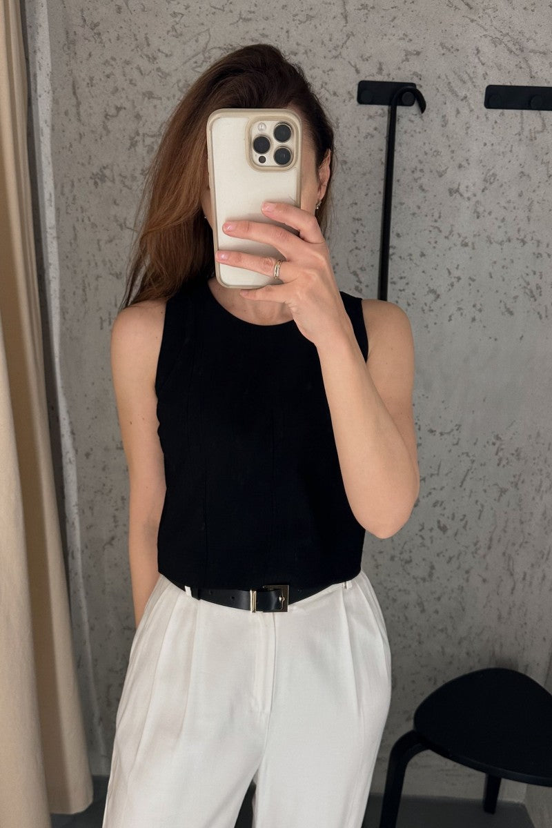 Black crinkled viscose blouse