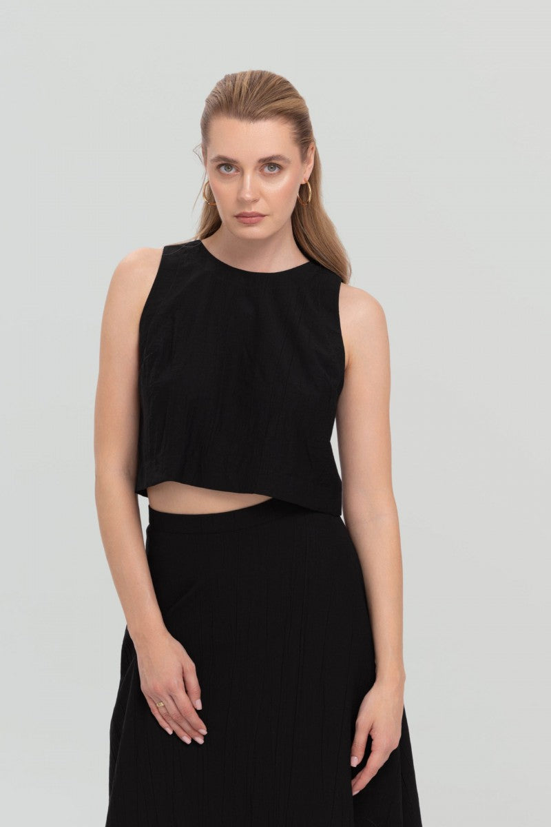 Bluzka z kreszowanej wiskozy czarna