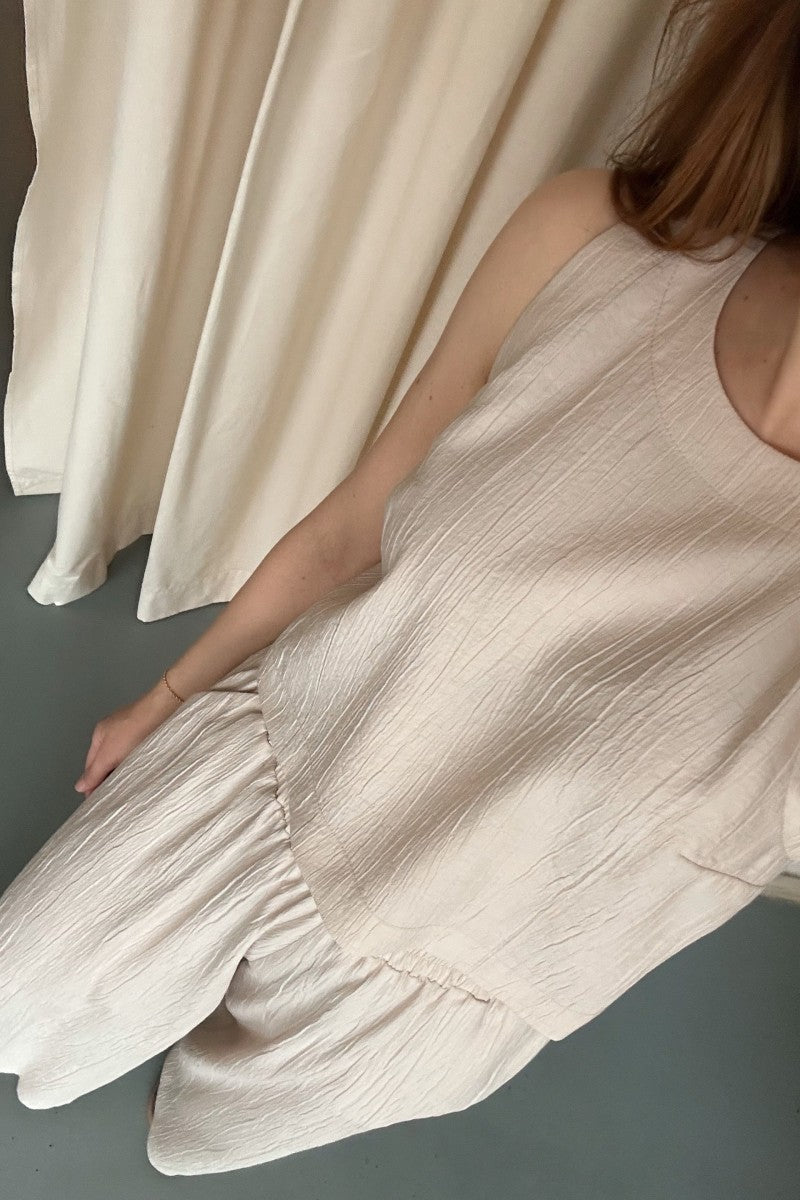 Beige crinkled viscose blouse