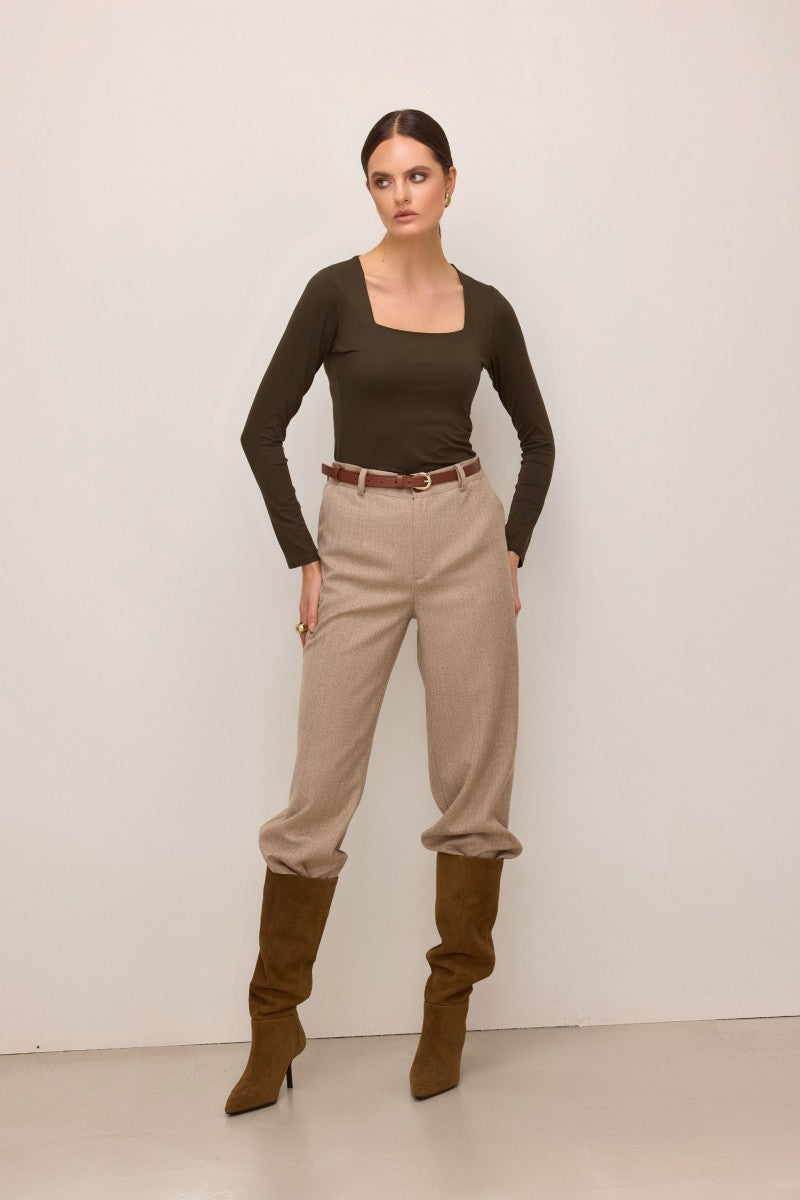 Bluzka z kwadratowym dekoltem zielona