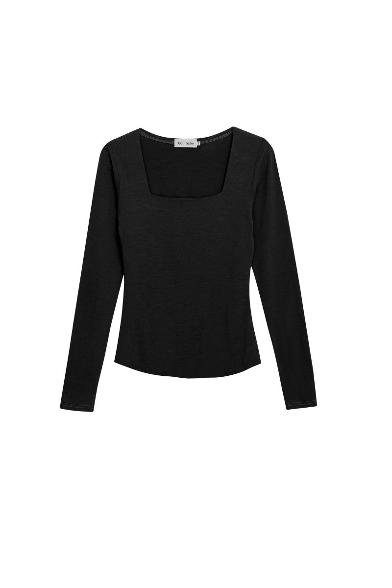 Black square neck blouse