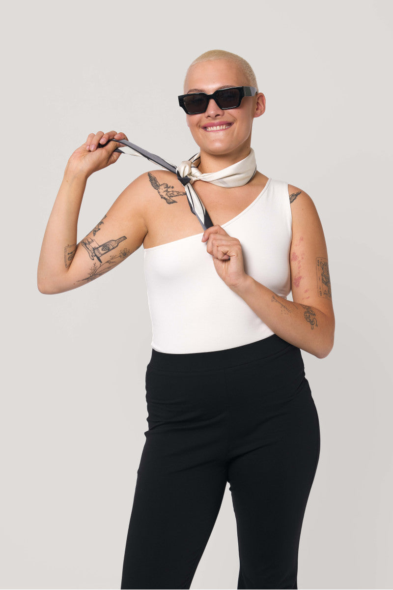 Cream one-shoulder bodysuit