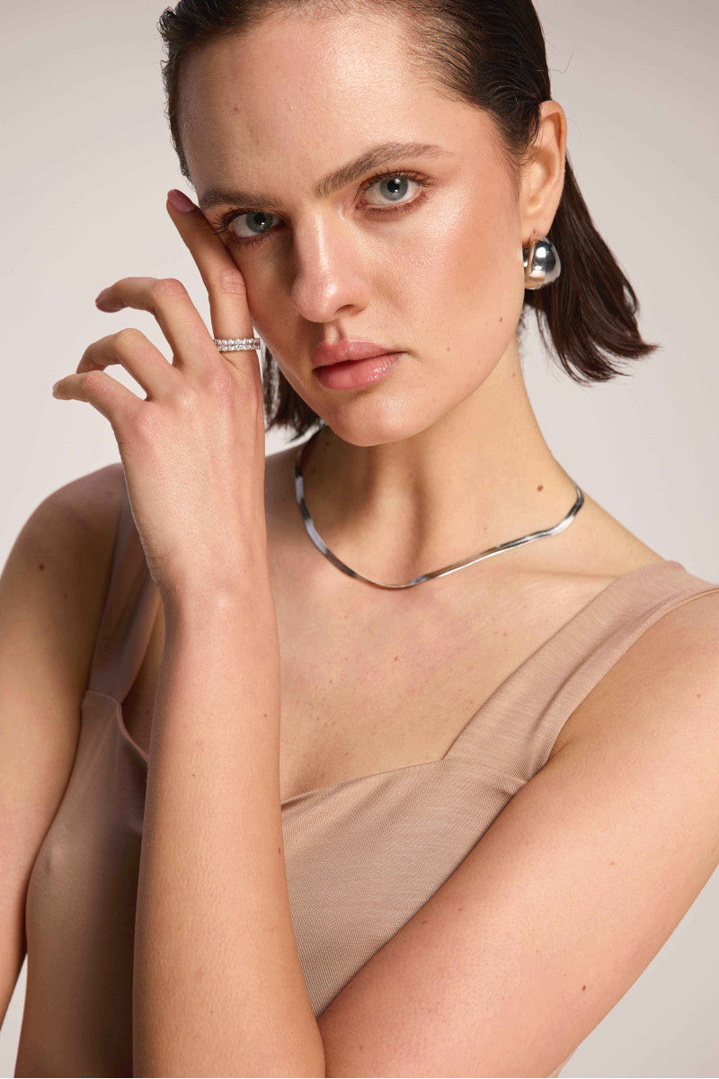 Nude Tencel bodysuit with straps