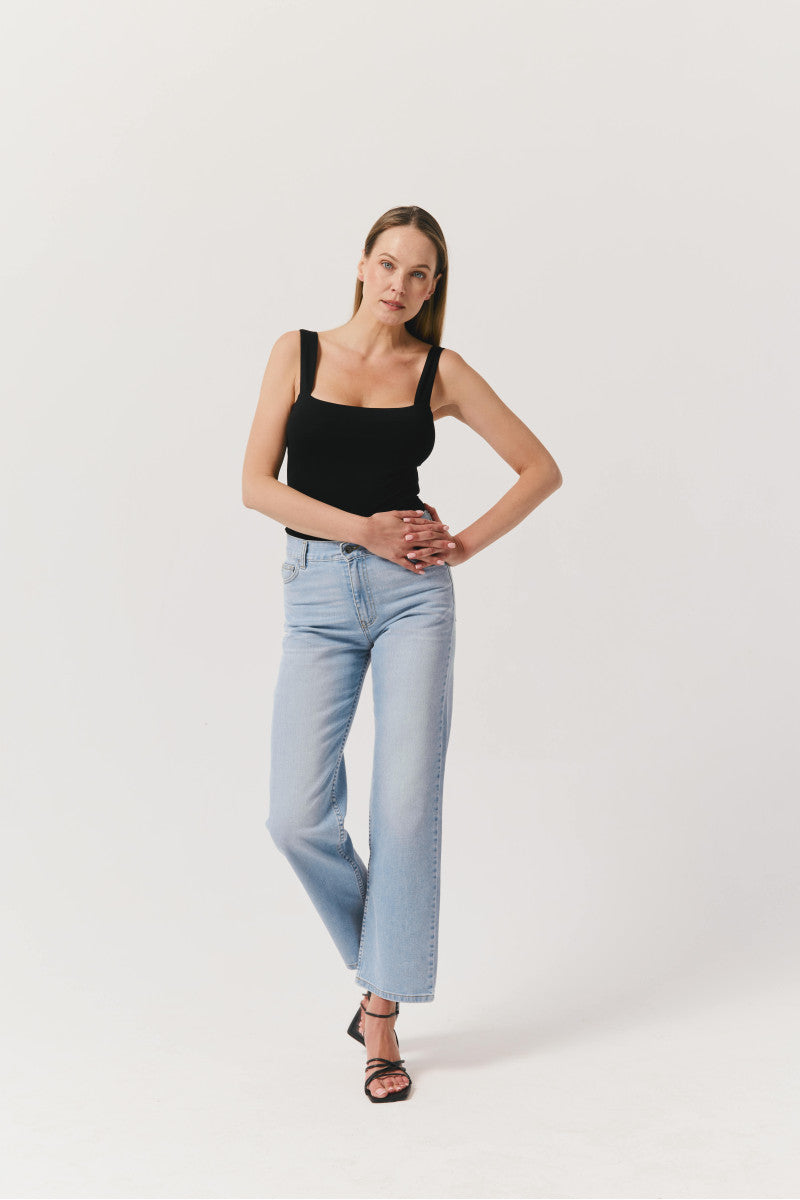 Black Tencel bodysuit with straps