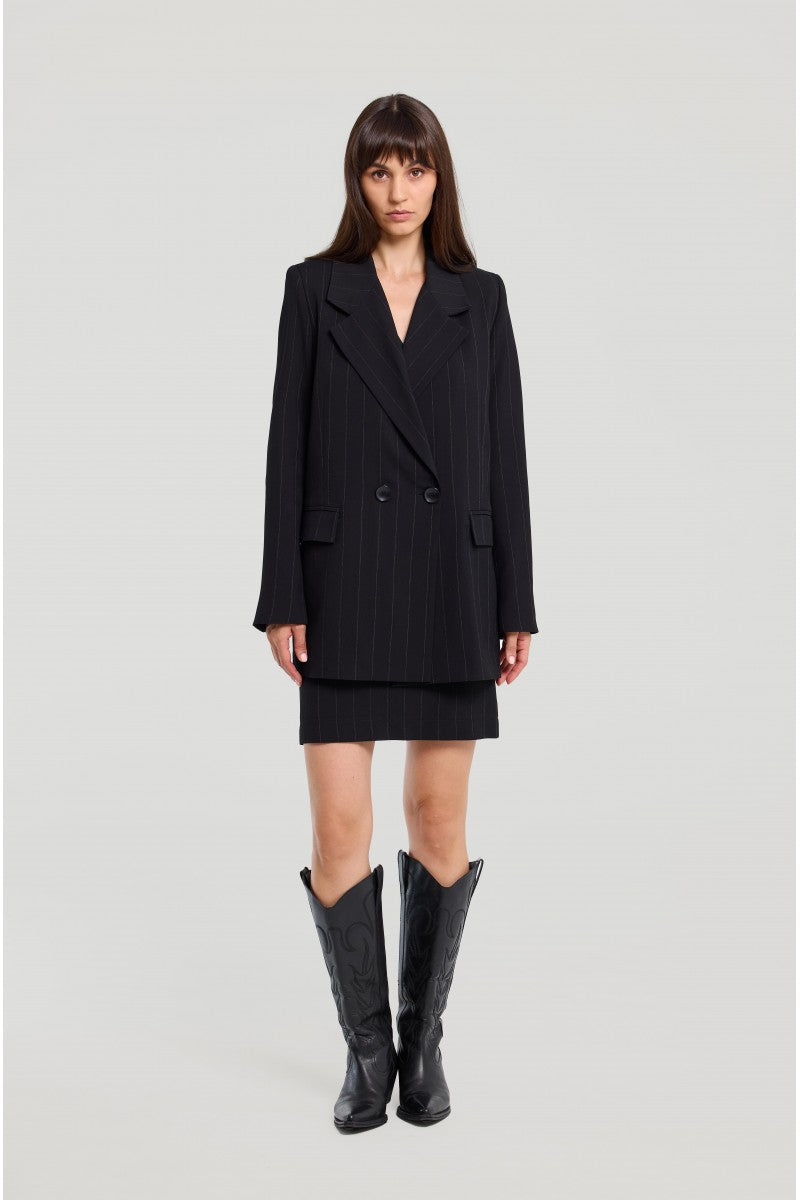 Double-breasted black striped jacket