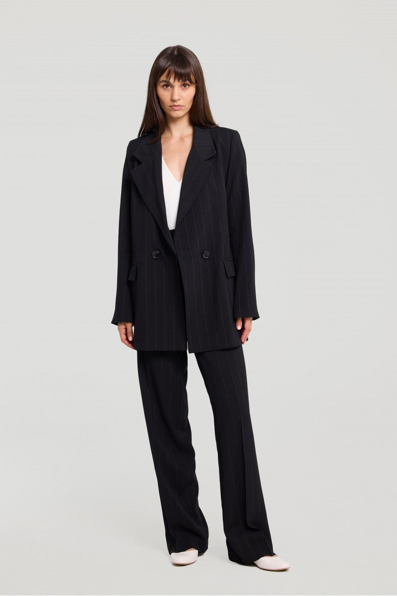 Double-breasted black striped jacket