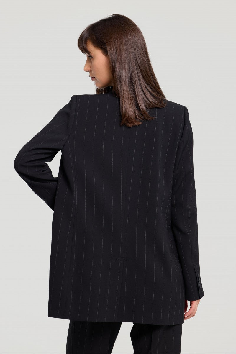Double-breasted black striped jacket