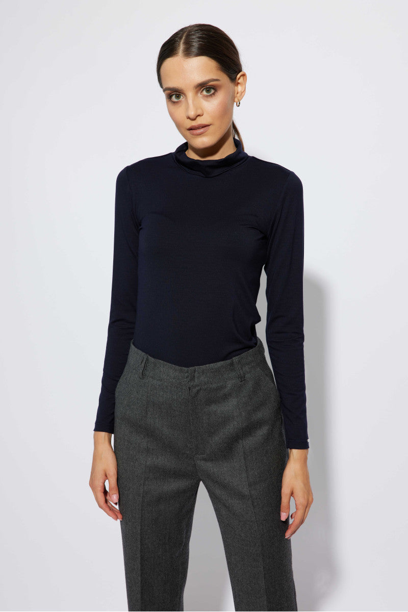 Golf z tencelu granatowy