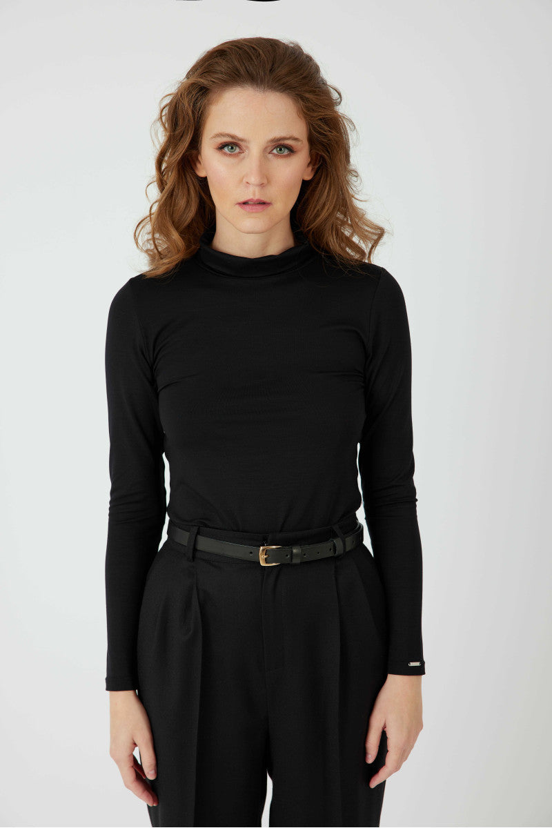 Black Tencel turtleneck
