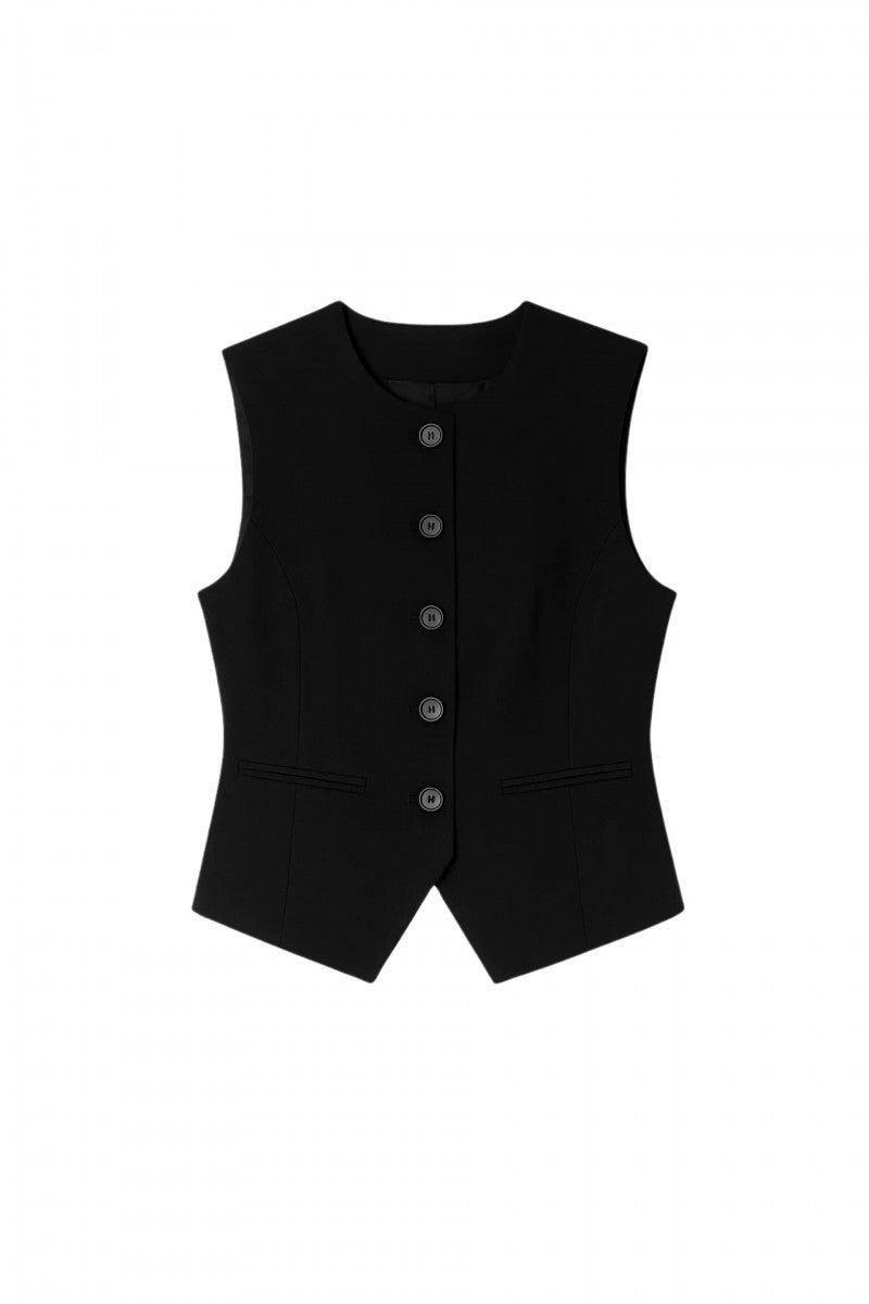 Kamizelka z okrągłym dekoltem z wiskozy czarna