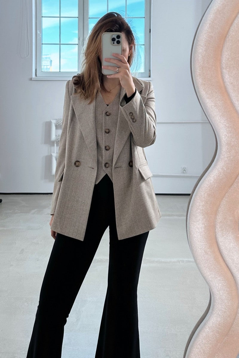 Kamizelka z wełny merino w jodełkę