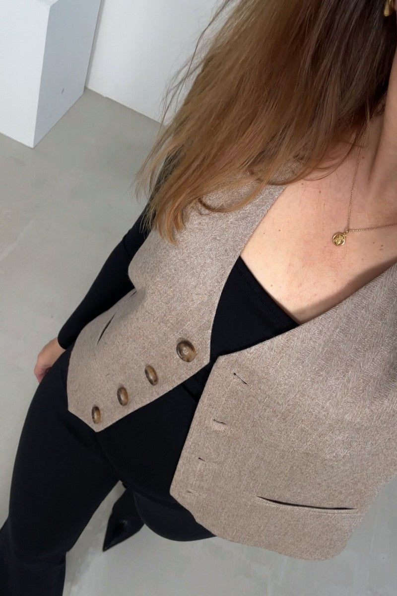 Kamizelka z wełny merino w jodełkę