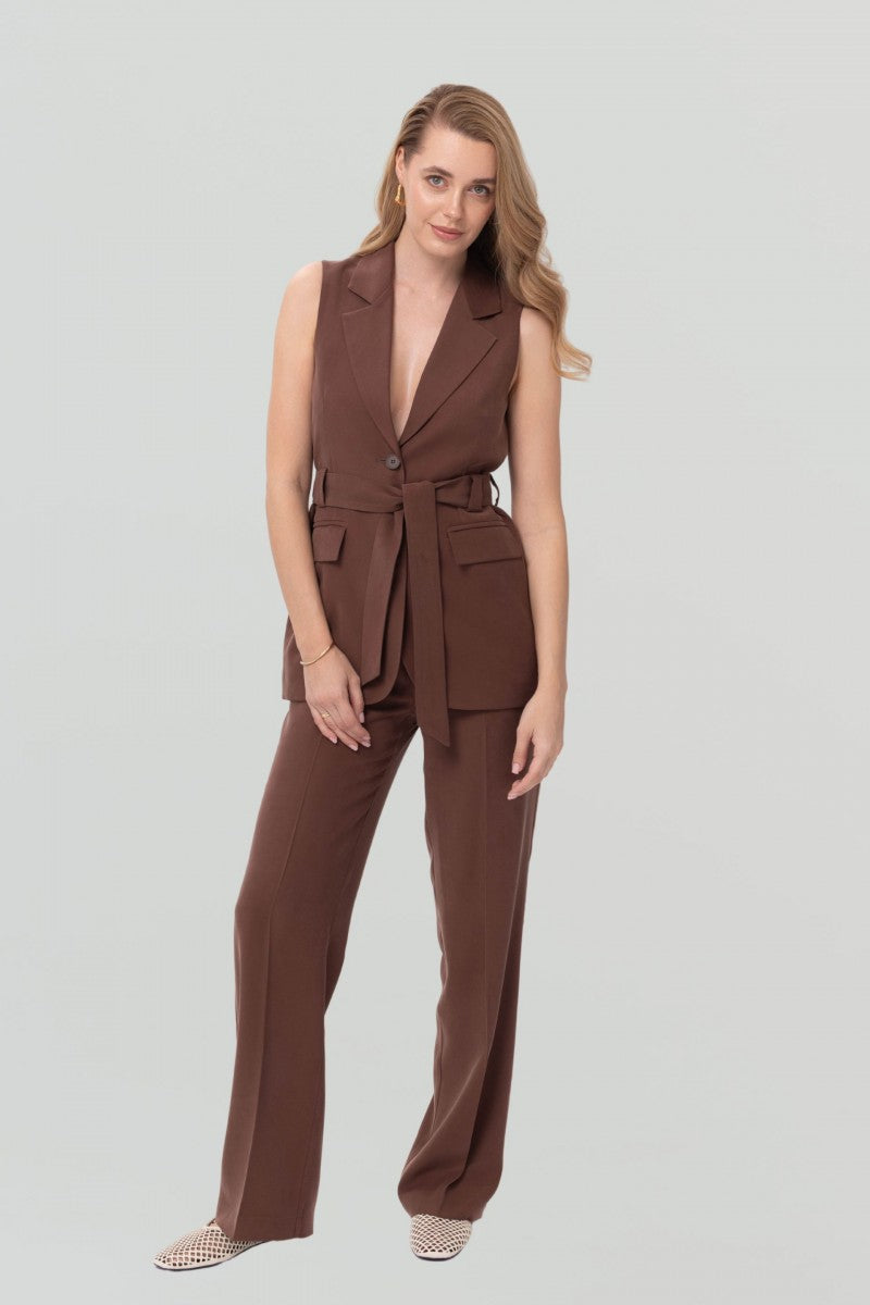 Kamizelka z wiązaniem czekoladowa