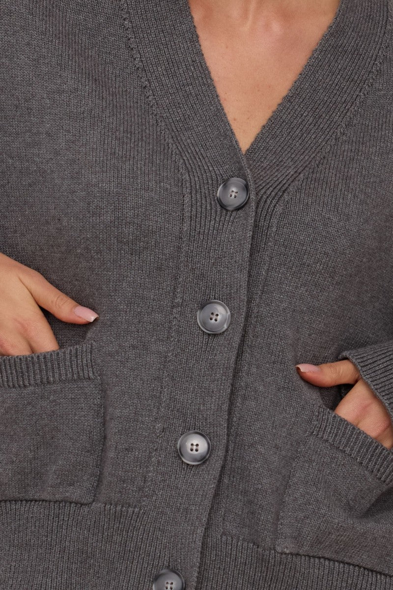 Kardigan z kieszeniami ciemnoszary