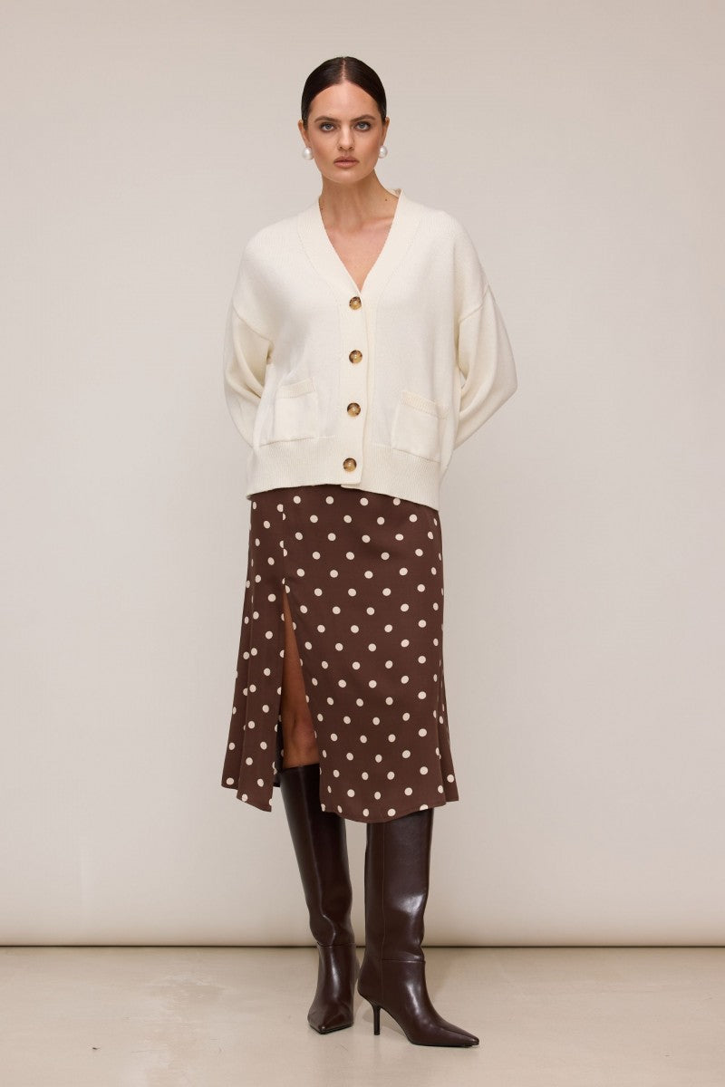 Kardigan z kieszeniami śmietankowa biel