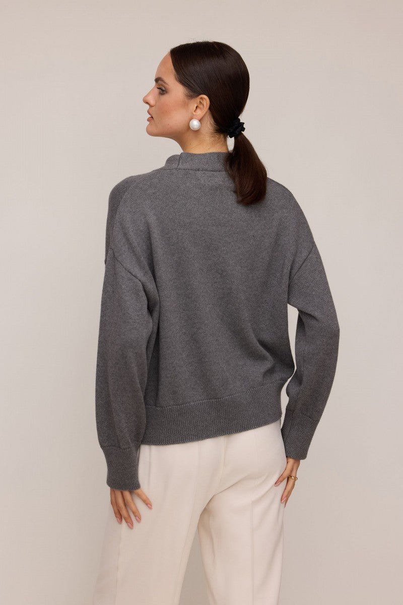 Kardigan z kieszeniami ciemnoszary