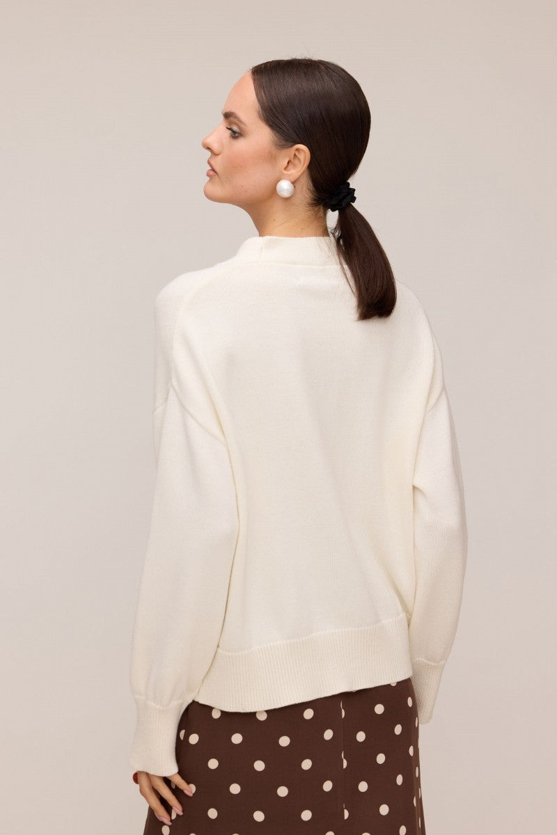 Kardigan z kieszeniami śmietankowa biel