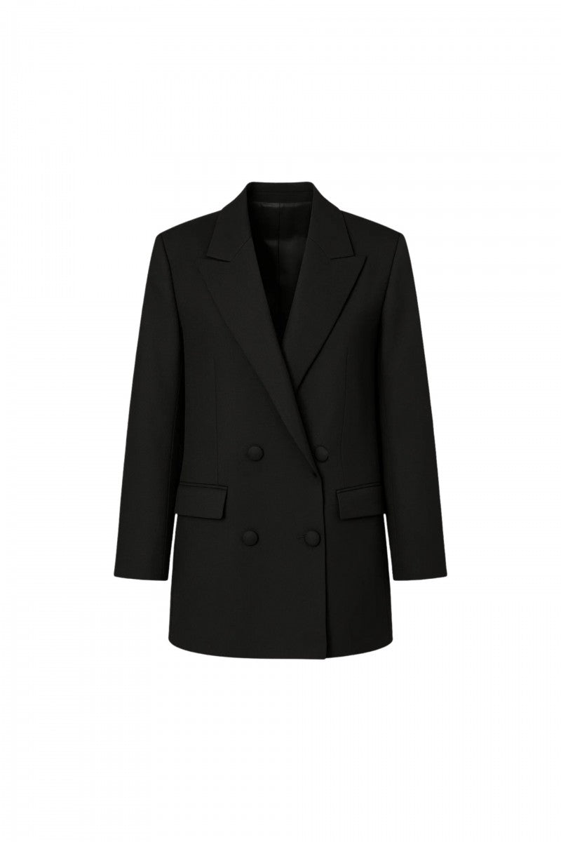 Classic double-breasted wool jacket in black