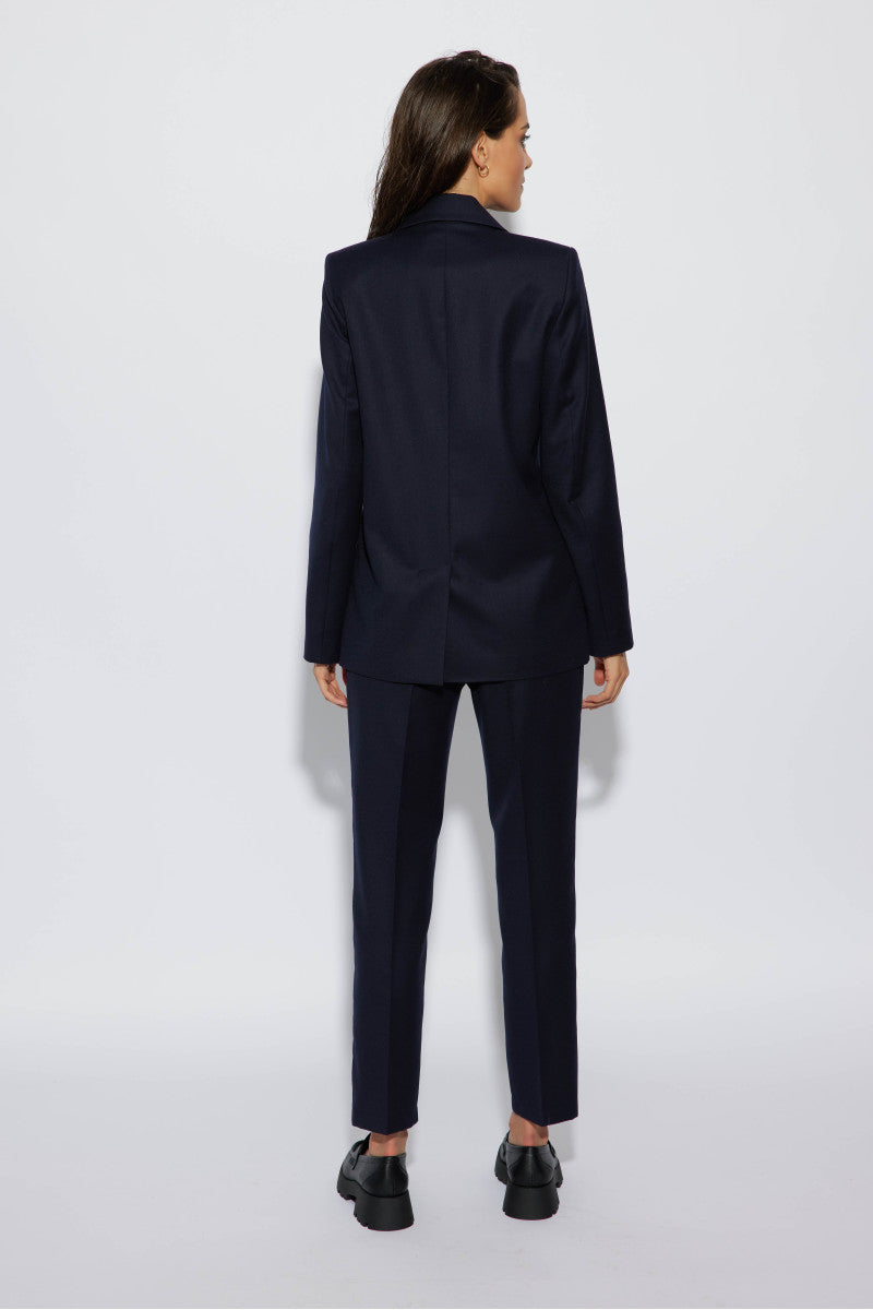 Classic single-breasted navy blue wool jacket