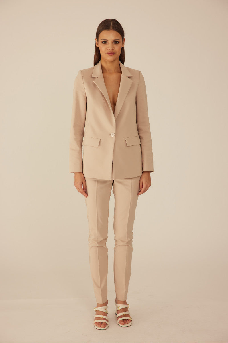 Klasyczne spodnie cygaretki różowy beż