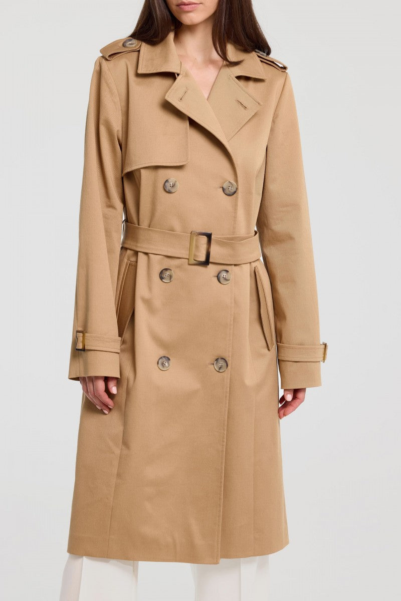 Klasyczny bawełniany trencz karmelowy beż