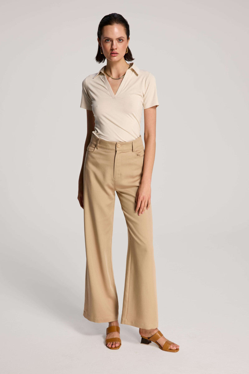 Koszulka polo z krótkim rękawem waniliowa