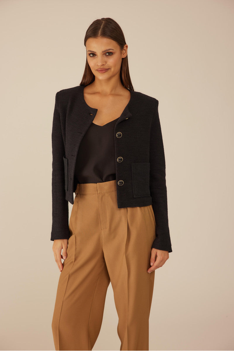 Krótki żakiet boucle czarny