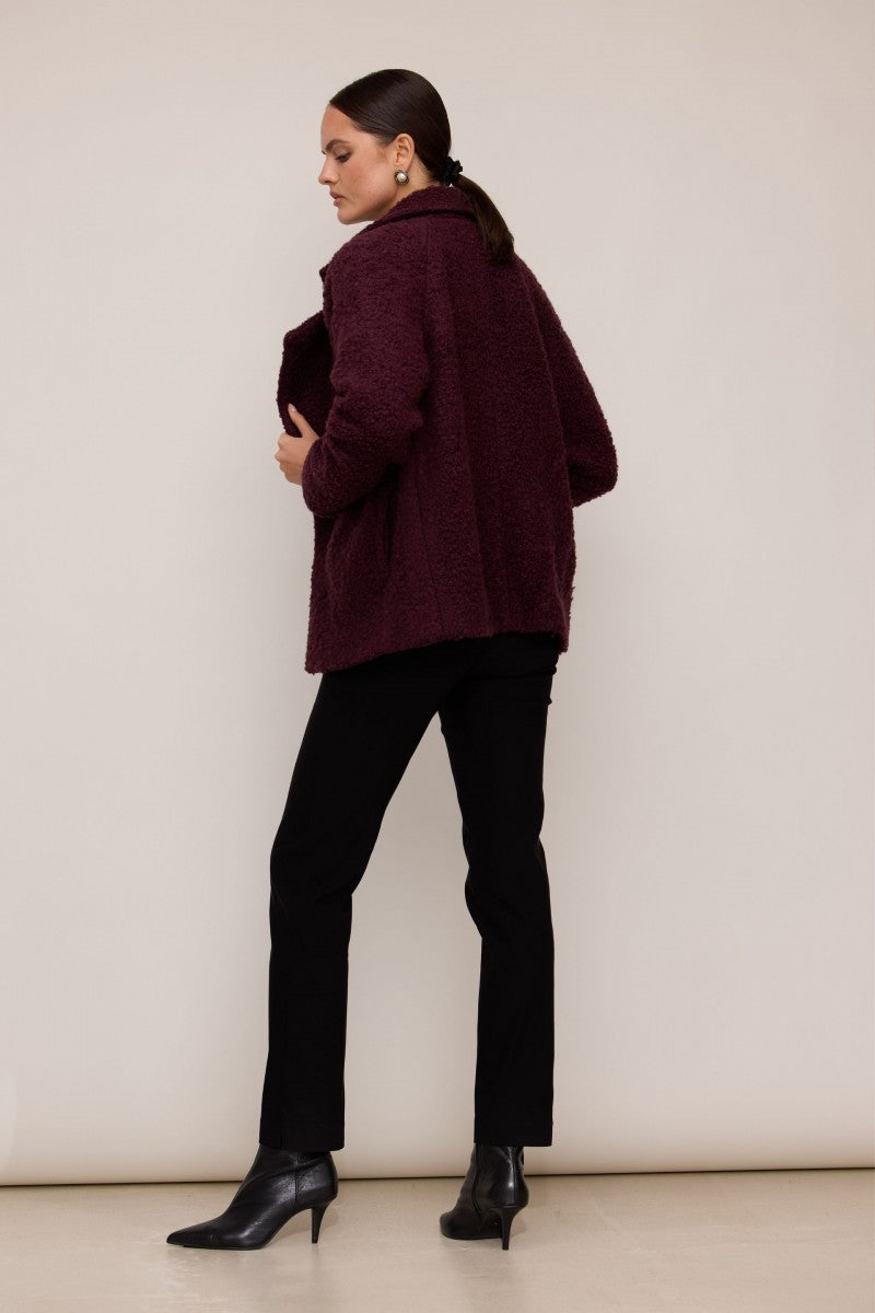 Kurtka o strukturze baranka bordowa