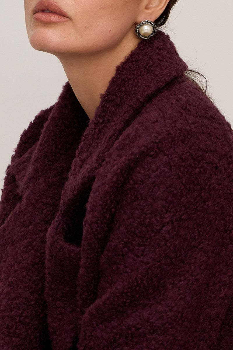 Kurtka o strukturze baranka bordowa