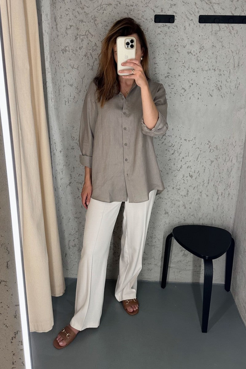 Taupe linen loose shirt