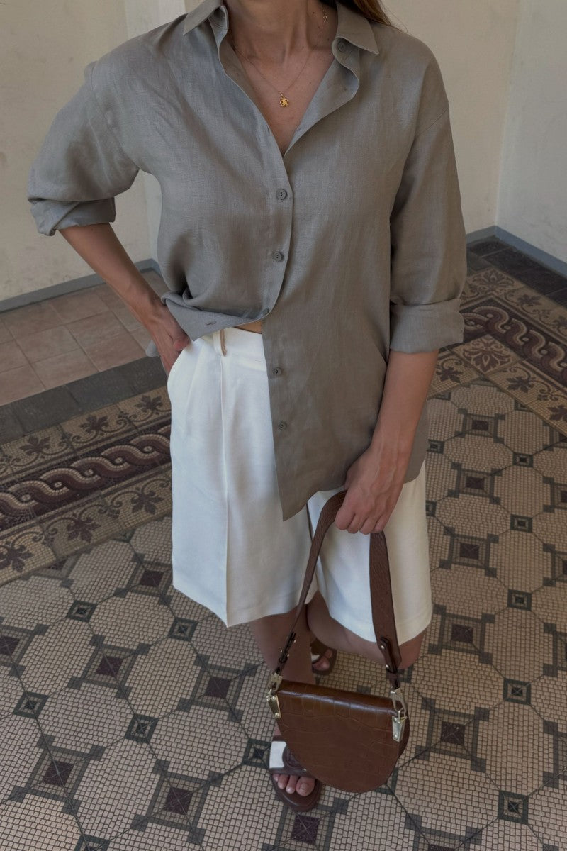 Taupe linen loose shirt