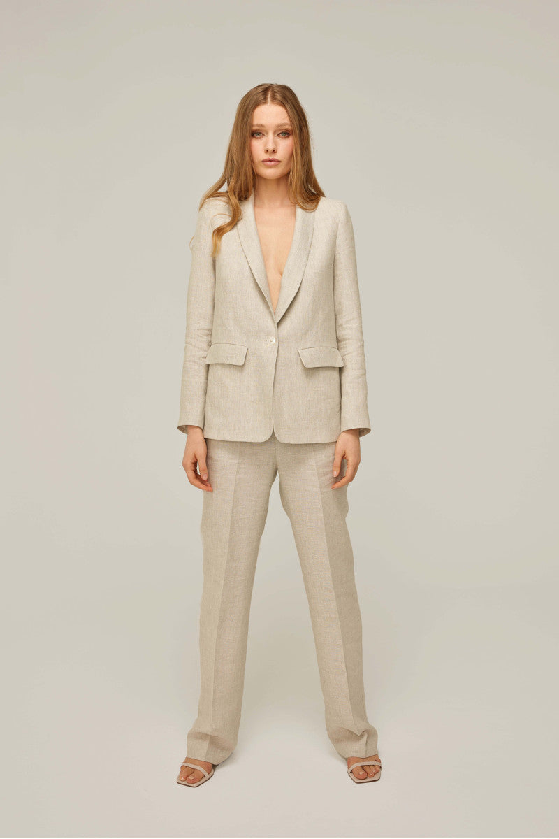 Lniana marynarka beżowa