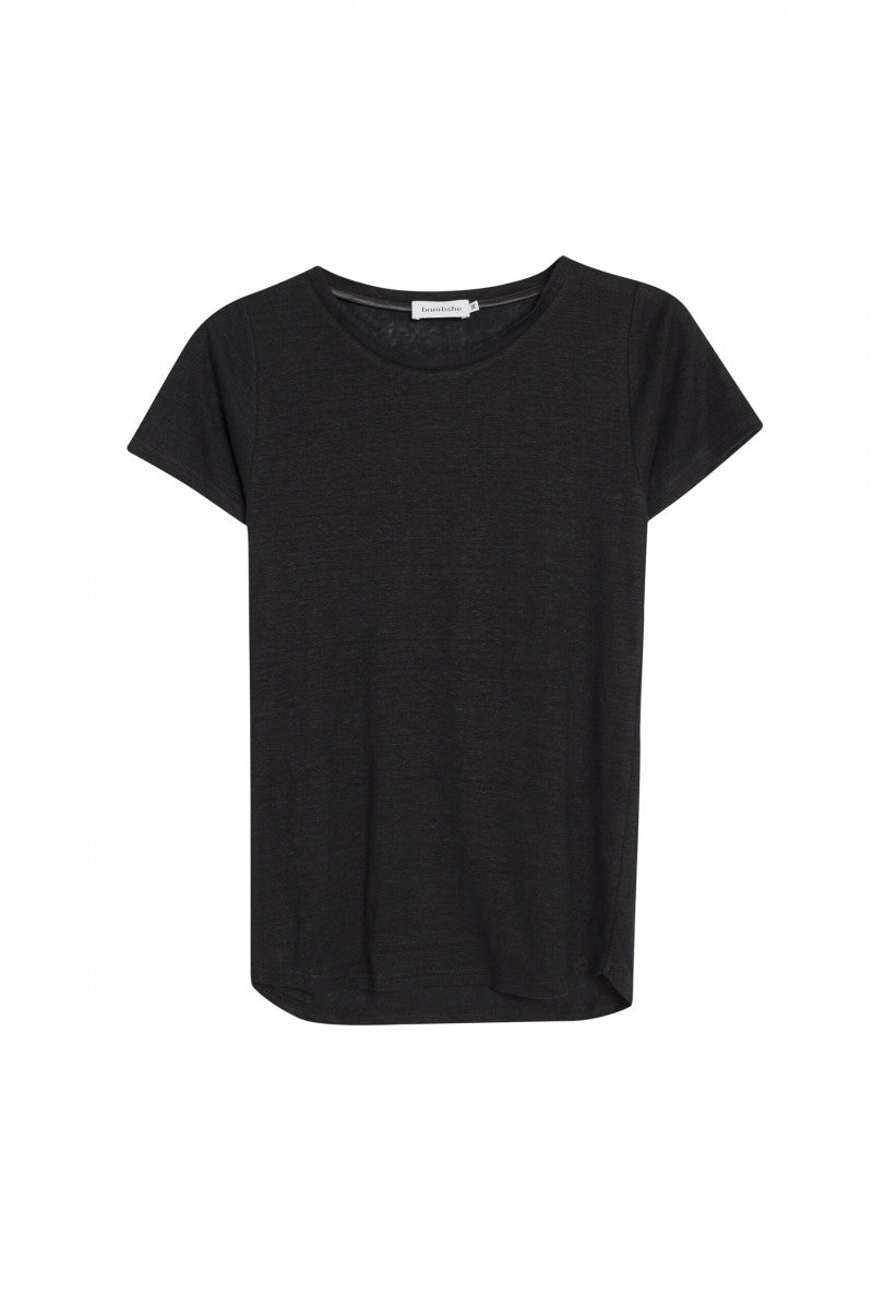Lniany t-shirt czarny - packshot 