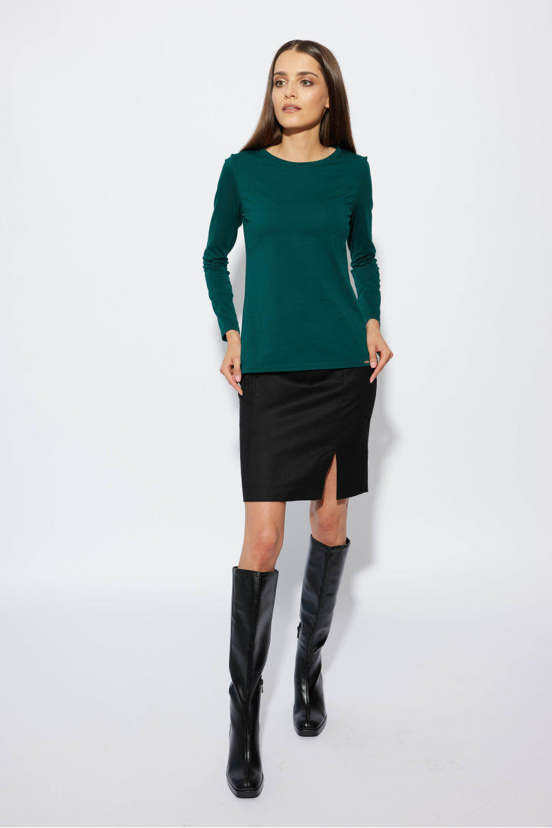 Longsleeve z bawełny supima butelkowa zieleń