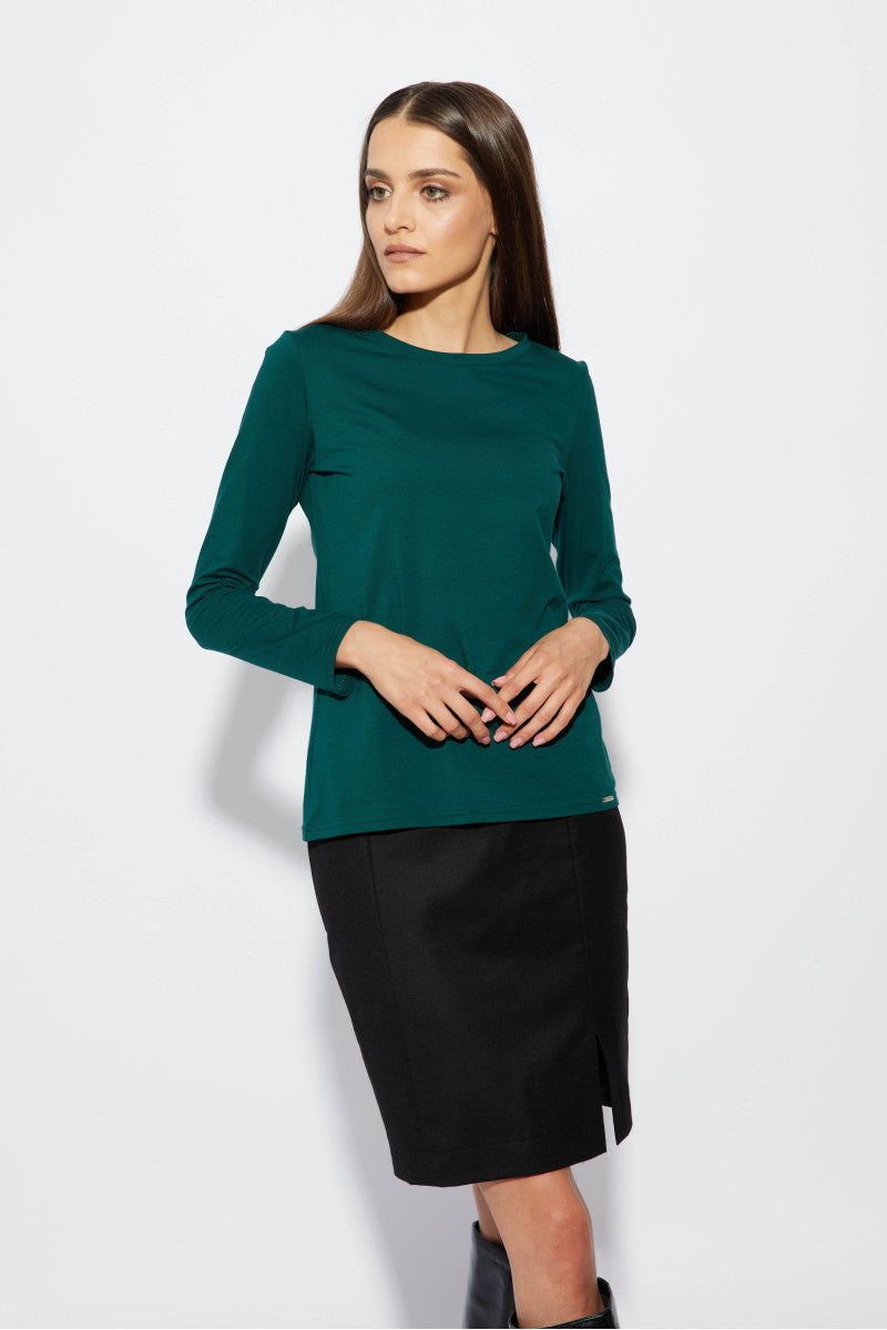 Longsleeve z bawełny supima butelkowa zieleń