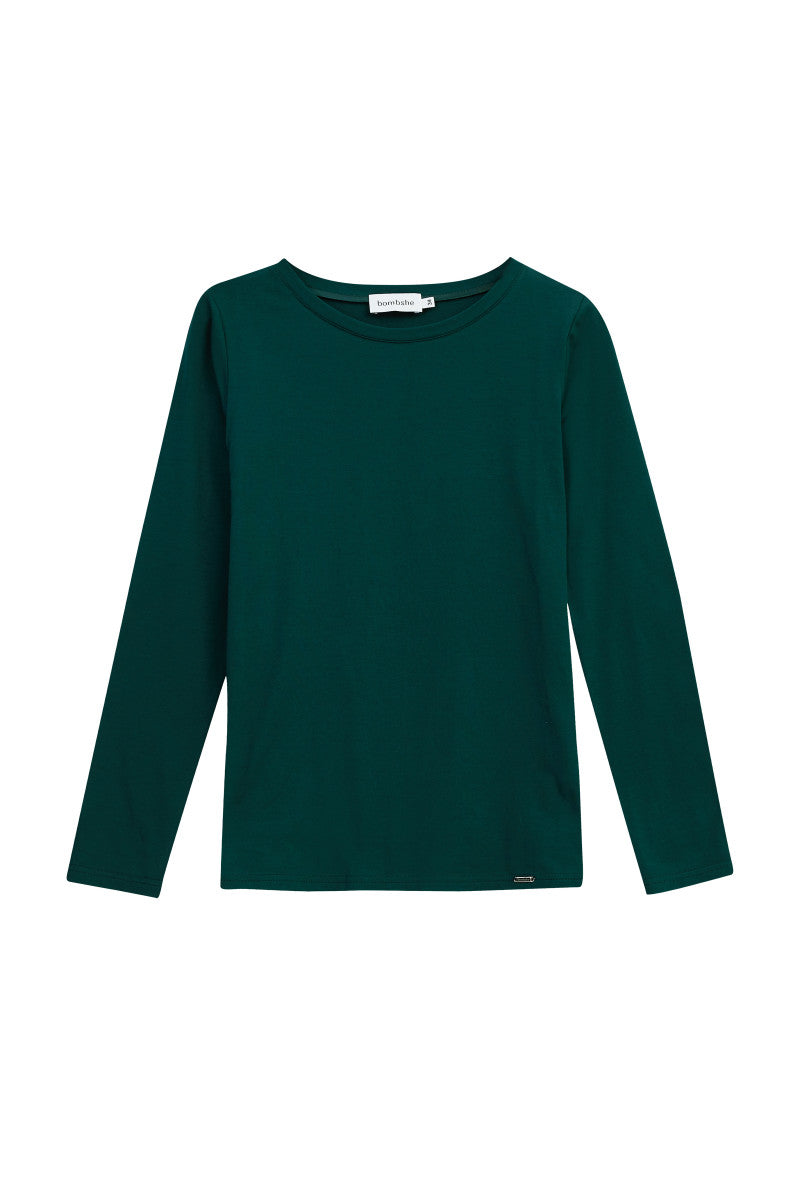 Bottle green supima cotton longsleeve