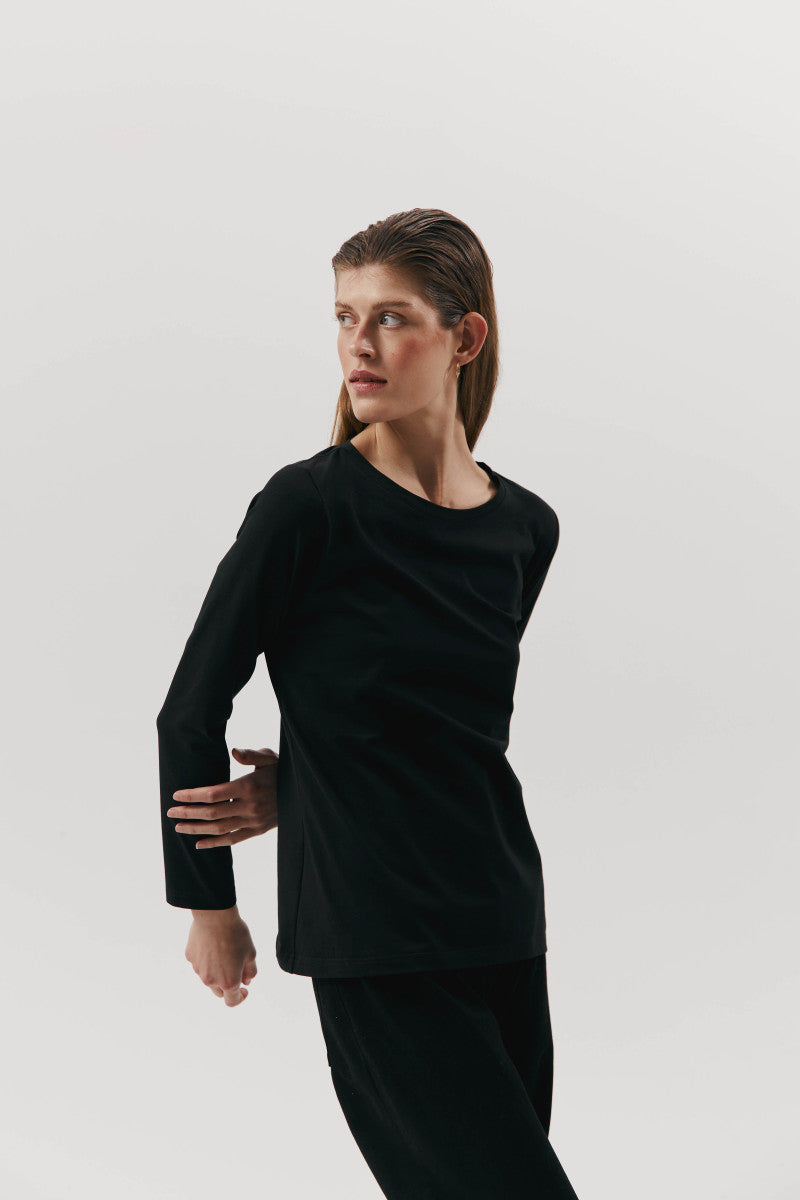 Longsleeve typu basic czarny