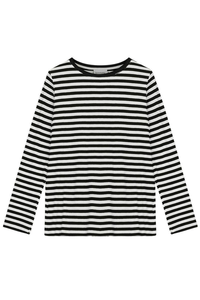 Longsleeve w paski biało czarny czarne paski - packshot 