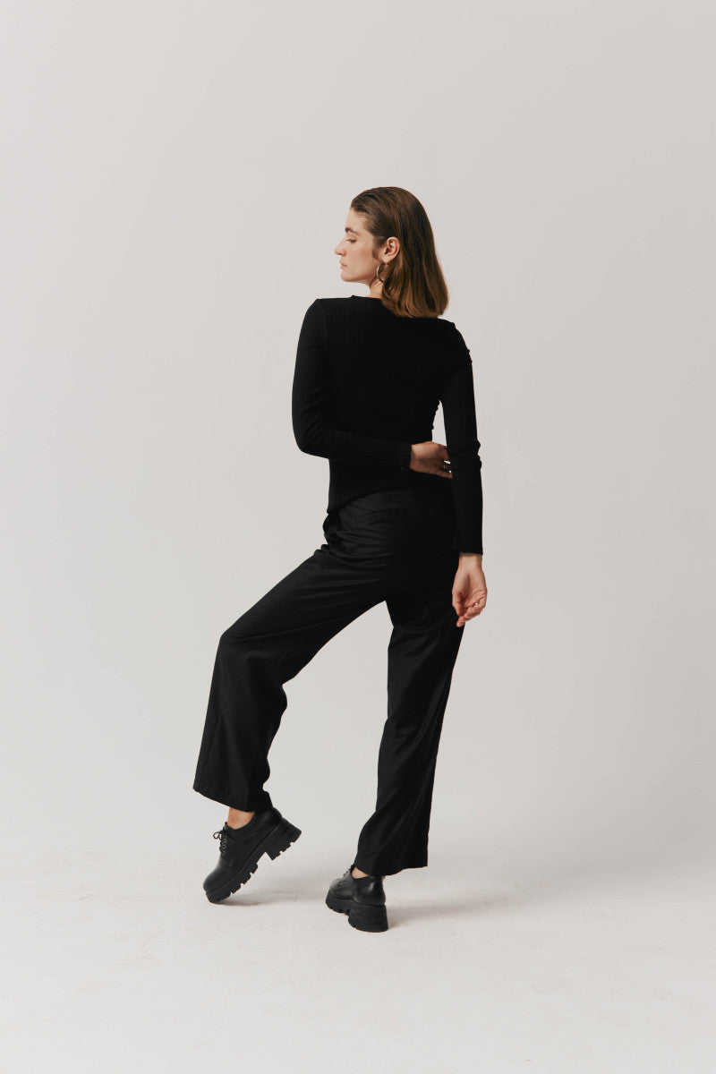 Longsleeve w prążek czarny