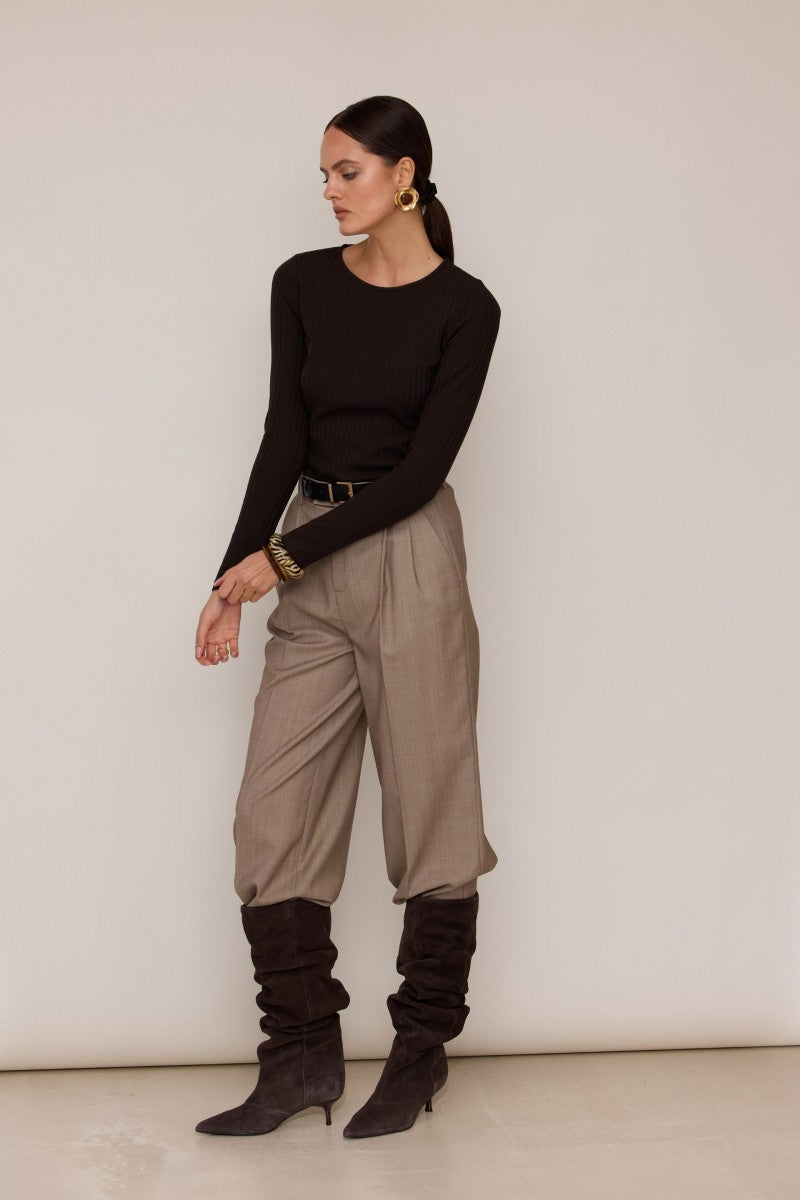 Longsleeve with a wider stripe, dark chocolate