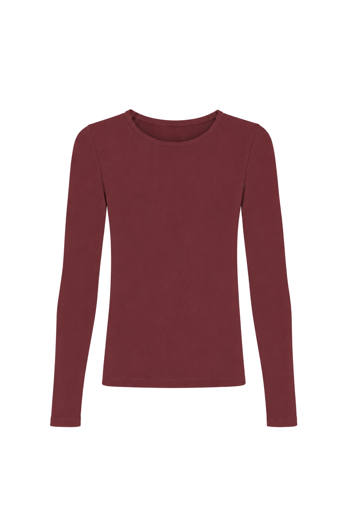 Longsleeve z wiskozy w drobny prążek wiśniowy - packshot