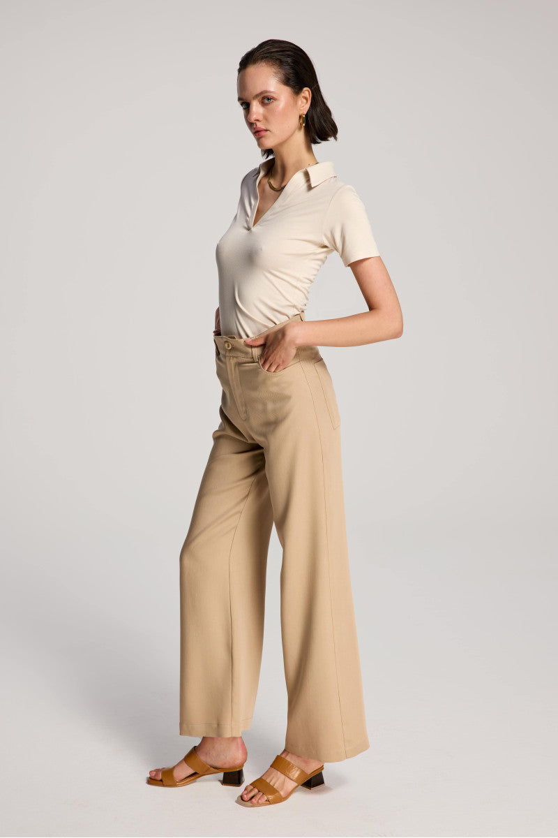 Loose beige lyocell trousers