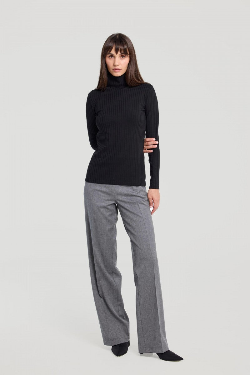 Black ribbed knit turtleneck